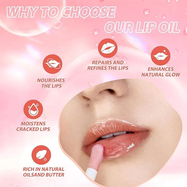 LANGMANNI Moisturizing Lip Oil,No-Sticky Lip Gloss Lip Balm Lip Care,Fruit Flavoured Lip Oil For Dry Lip's Moisturizing Hy...
