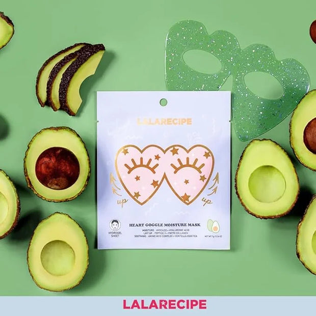 Heart Goggle Moisture Eye Mask – Hydrating & Cooling Hydrogel Patches with 8-Hyaluronic Acid, Avocado & Collagen – Korean ...