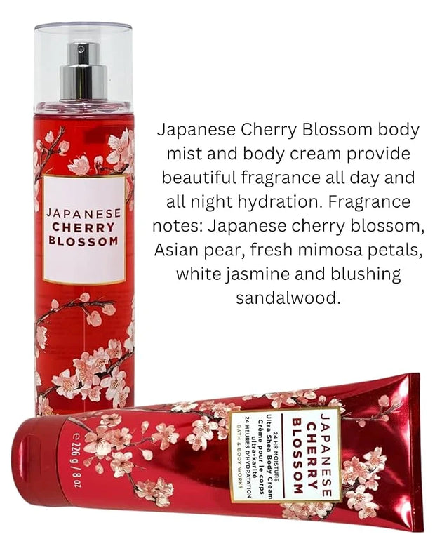Bath & Body Works Fine Fragrance Mist & Ultra Shea Body Cream Japanese Cherry Blossom 2 Piece Set Full Size 8oz. - Product...