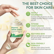 Beef Tallow for Skin, Organic Grass Fed Whipped Beef Tallow Moisturizer Deeply Nourishing for Face & Body, Natural Unscent...