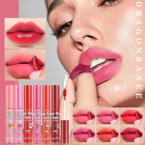 6 Colors Matte Lip Stain, Lip Liner Stain, Peel Off Lip Liner Tattoo, Long Lasting Lip Stain Waterproof for Women Girls Al...