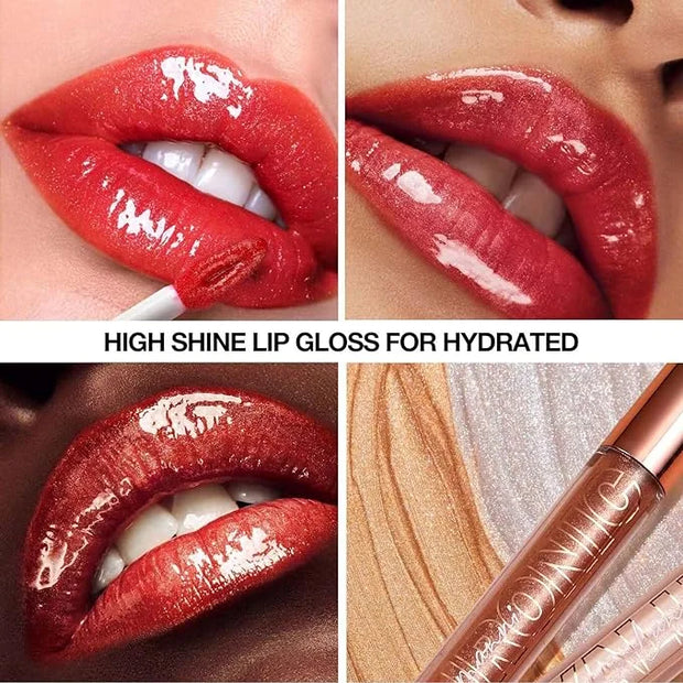 Rose Red Lip Gloss Lip Plumper Gloss Tinted Glitter Lipgloss Lip Oil Teens Moisturizing Lipstick Lip Balm High Shine And V...