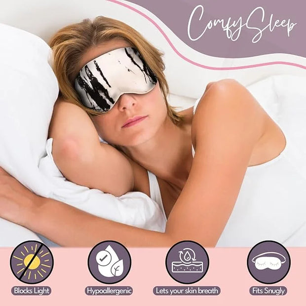 Celestial Silk Mulberry Silk Sleep Eye Mask with Adjustable Elastic Strap (Normal - Adjustable, White Marble) - Product Image