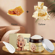 Whipped Beef Tallow and Honey Balm, Grass-Fed Beef Tallow & Raw Wild Honey Blend Moisturizer, 3.5oz, Tallow Face Moisturiz...