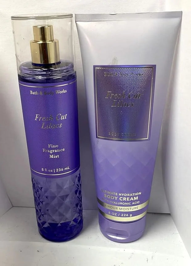 Generic Bath and Body Works - Fresh Cut Lilacs - Gift Set - Fine Fragrance Mist And Body Cream - 2021, Full Size - Product...