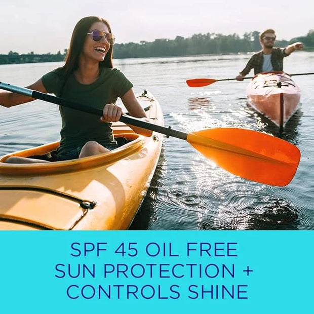 Coppertone Oil Free + Shine Control Sunscreen Face Lotion SPF 45, Lightweight Sunscreen for All Skin Tones, Won't Clog Por...