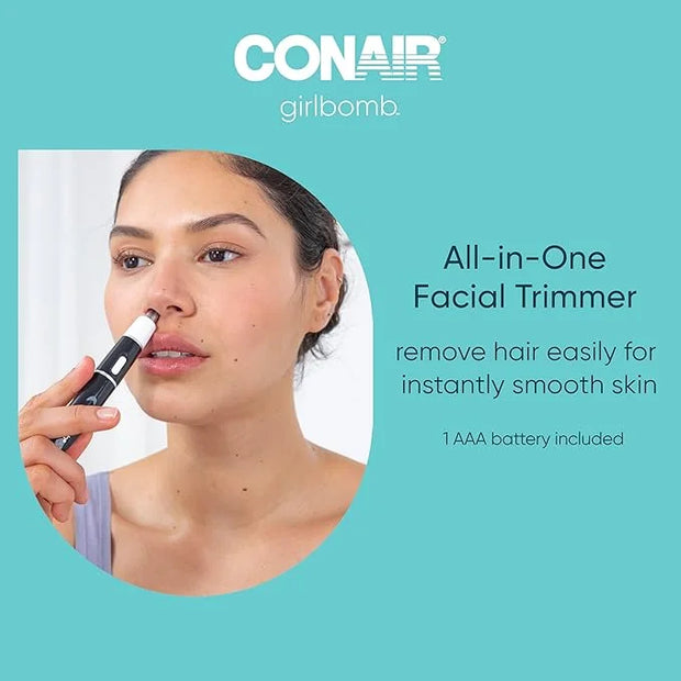 Conair GIRLBOMB All-in-1 Facial Hair Trimmer for Women - 9 Piece Kit with 2 Dermablades - Perfect for Face, Ear/Nose and E...