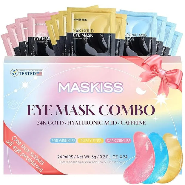 Under Eye Patches (24 Pairs), 3 Colors Eye Masks Gift Set for Dark Circles Puffy Eyes, Undereye Bags and Wrinkles, Bachelo...