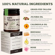 Beef Tallow for Skin - Beef Tallow For Face - Tallow Face Moisturizer - Beef Tallow Moisturizer - Tallow Balm - Grass Fed ...