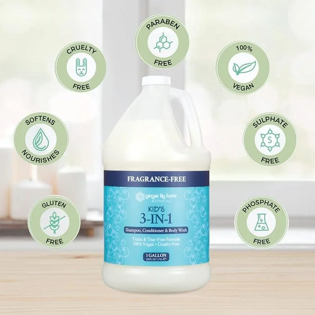 Ginger Lily Farms Botanicals Kid's 3-in-1 Shampoo, Conditioner & Body Wash, Tear-Free Formula, 100% Vegan & Cruelty-Free, ...