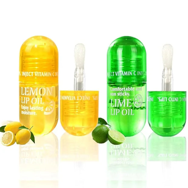 Hydrating Lip Oil Pack, 2 Pack Clear Fruit Extract Lip Oil Set or Lip Color and Shine, Dry Lip's Moisturizing Hydrating an...