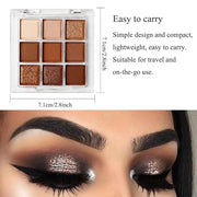 Neutral Nude Brown Eyeshadow Palette, 9 Colors Glitter Matte Eye Shadow Palette Makeup, Rose Gold Dark Brown Bronze Eyesha...