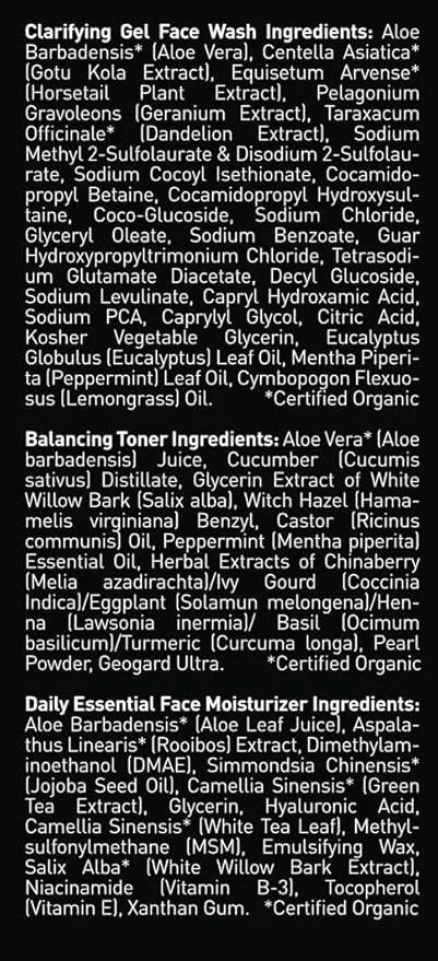 Brickell Men's Daily Face Cleanse Routine for Oily Skin, Alcohol Free Toner, Gel Facial Wash and Moisturizer, Natural and ...