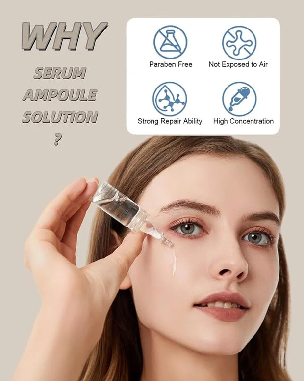 Anti Aging Serum with Hyaluronic Acid Vitamin C Serum for Face Centella Serum Moisturizer 0.35 oz 4 Kits 16 Vials Facial S...