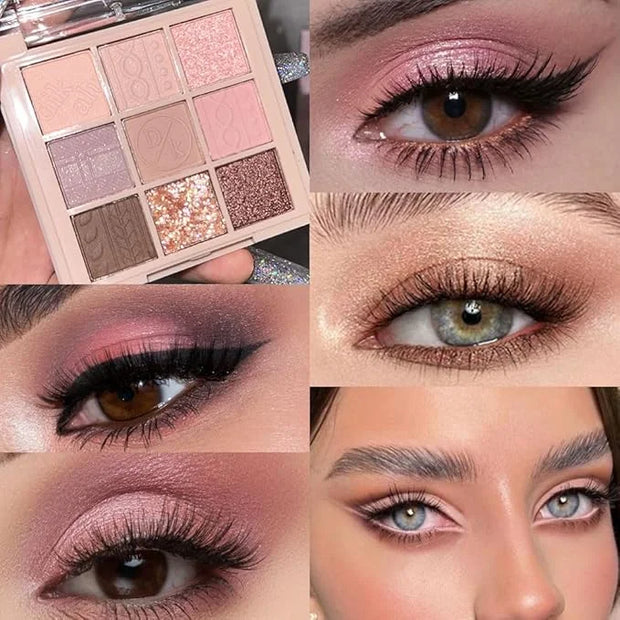 9Colors Eye Shadow Palette Makeup,Pink Rose Gold Purple Mauve Neutral Travel Eyeshadow Palette Highly Pigmented Long Lasti...