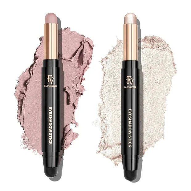 FV Waterproof Eyeshadow Stick Duo,Long-Lasting Cream Eye Shadow Makeup Sets, High Pigmented Eyeshadow Pencil with Matte & ...
