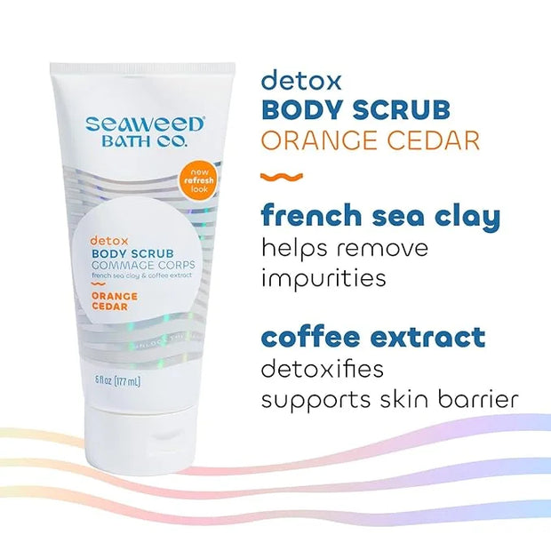 Seaweed Bath Co. Detox Body Scrub, Orange Cedar Scent, 6 Ounce, Sustainably Harvested Seaweed, French Sea Clay, Coffee Ext...
