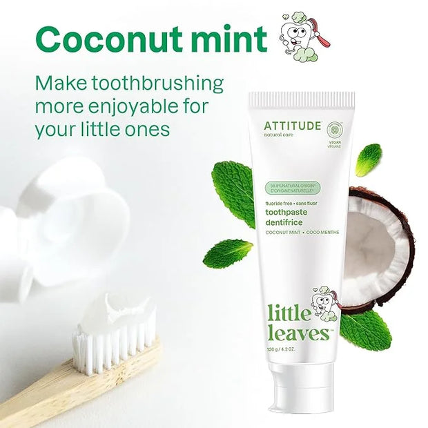 ATTITUDE Fluoride-Free Toothpaste, Plant- and Mineral-Based Ingredients, Vegan, Cruelty-Free and Sugar-Free, Coconut and M...