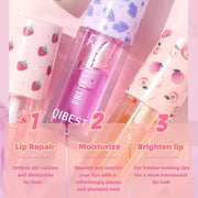Petansy Fruit-Flavored Plumping Lip Oil Set 4 Packs Moisturizing Lip Glow Oil Long Lasting Nourishing Lip Gloss Set No-Sti...