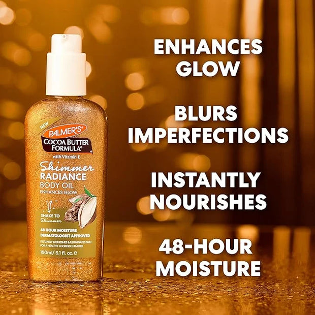 Palmer's Cocoa Butter Formula Shimmer Body Oil with Vitamin E, 5.1 Fl Oz, Radiance Body Oil for Glowing Skin, Enhances Dar...