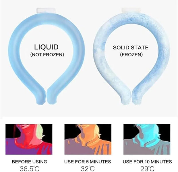 2 PCS Small Ice Collar, Kid Neck Cooling Tube, Wearable Cooling Neck Wraps for Summer Heat I Hands Free Cold Pack, Reusabl...