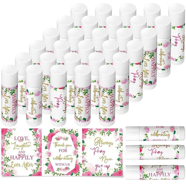 30 Pcs Wedding Lip Balms Bulk Flower