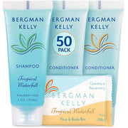 BERGMAN KELLY Rectangular Hotel Soap Bars, Shampoo & Conditioner 3-Piece Set (1 oz each, 150 pc, Tropical Waterfall), Deli...