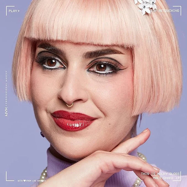 NYX PROFESSIONAL MAKEUP This Is Milky Gloss, Lip Gloss with 12 Hour Hydration, Vegan - Malt Shake (Warm Red) - Product Image