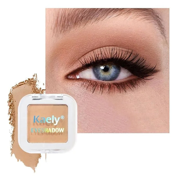 Kaely Pressed Single Eyeshadow Makeup, Light Nude Brown Matte Highly Pigmented Monochrome Eye Shadow Palette, Waterproof N...