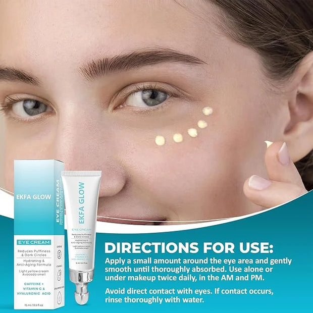Eye Cream – Reduces Puffiness & Dark Circles & Wrinkles | Hydrating & Anti-Aging Formula | Caffeine, Vitamin C & Hyaluroni...