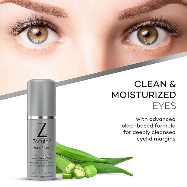 ZocuFoam Eyelid Cleanser - Foaming Eyelid Scrub - Natural pH Balanced Solution - 25mL - Product Image