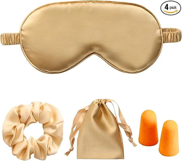 Silk Satin Sleeping Eye Mask, Gold Sleep Eye Mask Night Blindfold for Women and Men, Soft Breathable Blackout Eyeshade Eye...