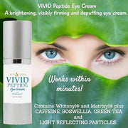 VIVID Peptide Eye Cream with Whitonyl for Dark Circles, Puffiness and Fine Lines - Brightens and Boosts Collagen for Firmn...