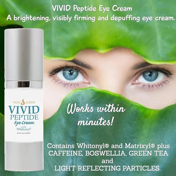 VIVID Peptide Eye Cream with Whitonyl for Dark Circles, Puffiness and Fine Lines - Brightens and Boosts Collagen for Firmn...