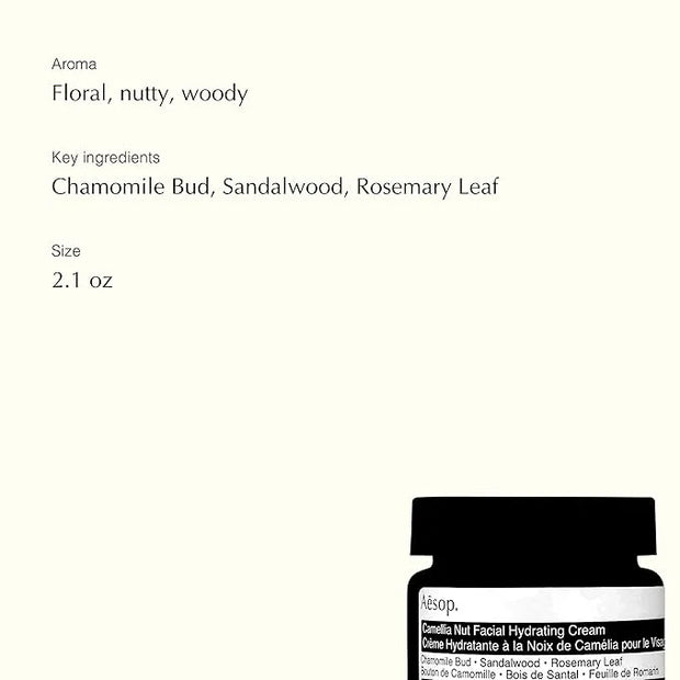 Aesop Camellia Nut Facial Hydrating Cream | Daily Moisturizer For Dry And Sensitive Skin | Provides Immediate Relief From ...