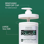 Advanced Clinicals Collagen Cream W/Hyaluronic Acid Face Moisturizer + Collagen Body Cream 2pc Skincare Set For Women & Me...