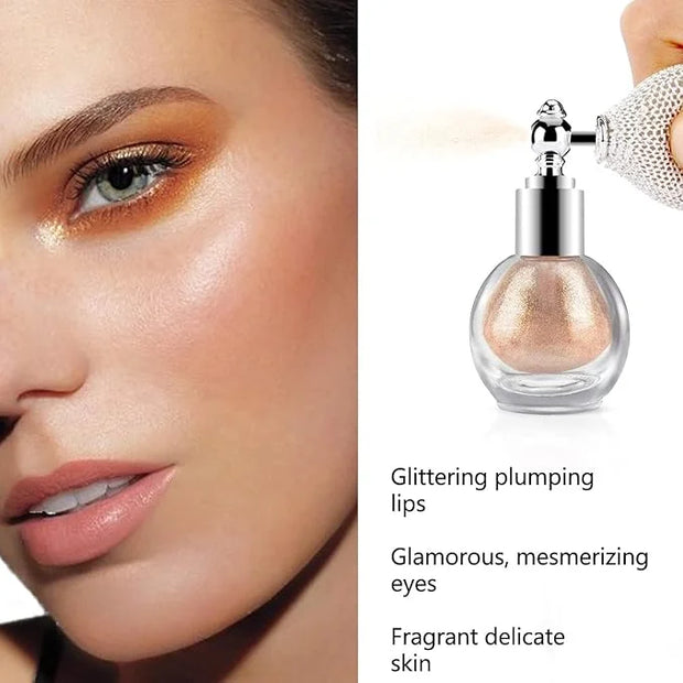 Highlighter Powder Spray, Ksndurn Ivory White Glitter High Gloss Spray - Shimmer Sparkle Powder Makeup Spray - Product Image