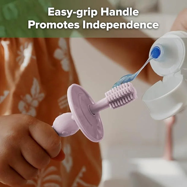 haakaa 360° Baby Toothbrush with Suction Base - Gentle Cleaning for Infant Self-Brushing Training, Sorft Food-Grade Silico...