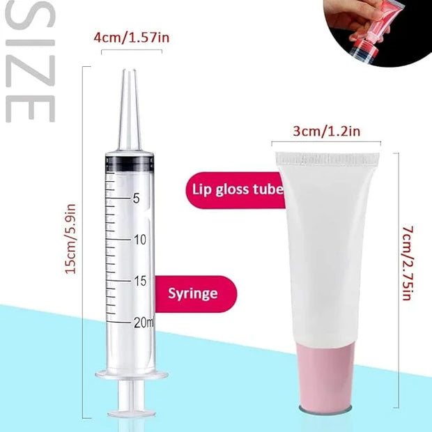 AMORIX 50PCS Lip Gloss Tubes 5ml Pink Cap Lip Gloss Containers Empty Lip Balm Tubes Squeeze Lipgloss Tubes + 2 x 20ml Syri...