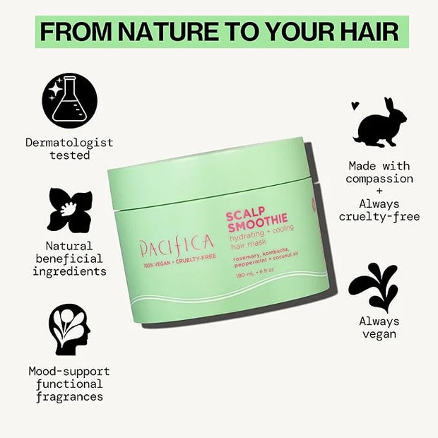 Pacifica Scalp Smoothie Hydrating Scalp Treatment & Leave-On Hair Mask, Cooling Relief for Dry, Flaky, Itchy Scalp & Thinn...