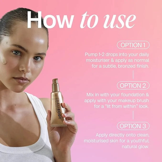 Bali Body Bronzing Serum | Hydrating with Hyaluronic Acid & Vitamin E | Anti-Aging Skin Bronzing Serum for Face | Lightwei...