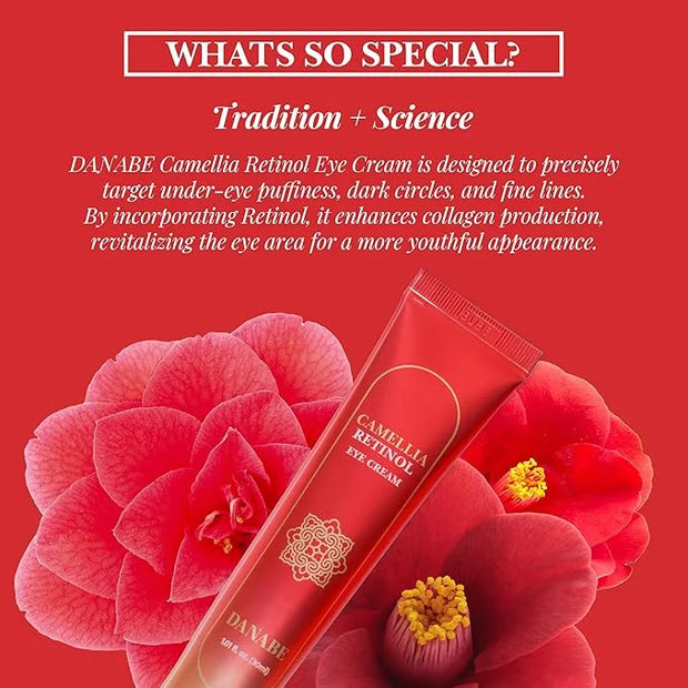 Camellia Retinol Eye Cream with Hyaluronic Acid | Daily Korean Eye Cream, Hydrating Eye Cream to Reduce Wrinkles, Fine Lin...