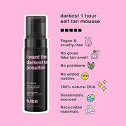 b.tan Ultra Dark Self Tanner Mousse | I Want The Darkest Tan Possible - Fast, 1 Hour Express Sunless Tanning Foam, Golden ...