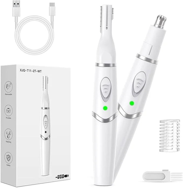 Nose Hair Trimmer for Women - 2 in 1 Professional Painless Eyebrow and Facial Hair Trimmer for Men and Women, USB Recharge...