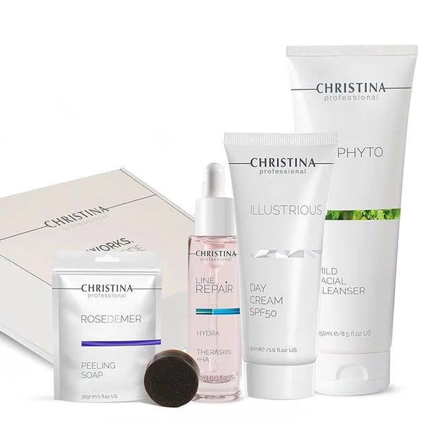 '-CHRISTINA- Christmas Gift Box #6 | Cleanser Serum Peeling Soap Day Cream SPF50 - Product Image