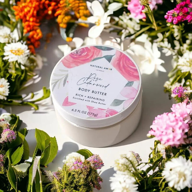 Natural Amor Rose Spa Gifts for Women,8pcs Self Care Box Including Soap Bar, Natural Clay Mask, Bath Butter for Mothers Da...