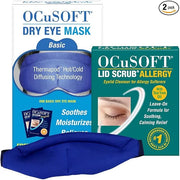 OCuSOFT Lid Scrub Allergy & Dry Eye Mask Bundle - Soothes Red, Irritated Eyelids - Pre-Moistened Eyelid Cleanser Pads & Re...