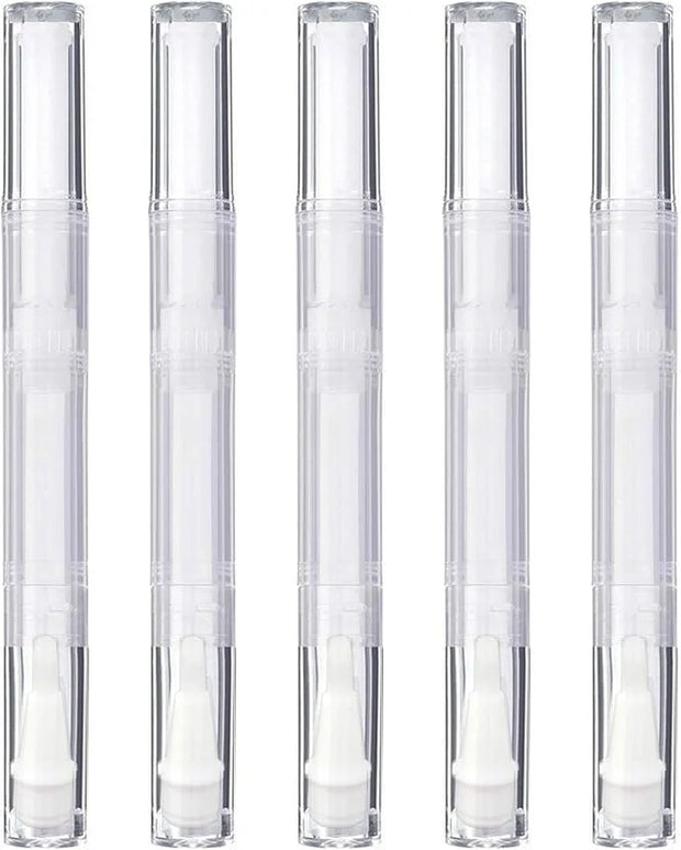 5 Pack 3 ml Transparent Twist Pens, Empty Nail Oil Pen with Brush Tip, Cosmetic Lip Gloss Container Applicators Eyelash Gr...