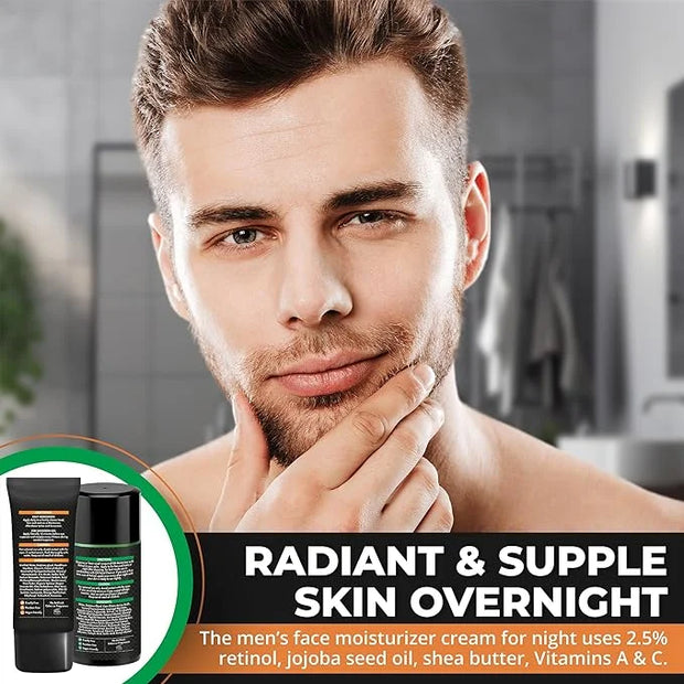 Day & Night Skincare Set for Men | Includes Anti-aging Post Shave Moisturizer + Night Moisturizer w/Retinol. The Essential...