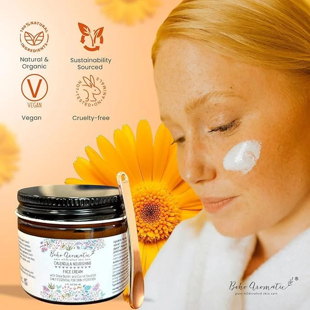 Calendula Nourishing Face Cream for Dry Skin, Natural & Organic Facial Cream, Hydrating and Moisturizing skin care product...